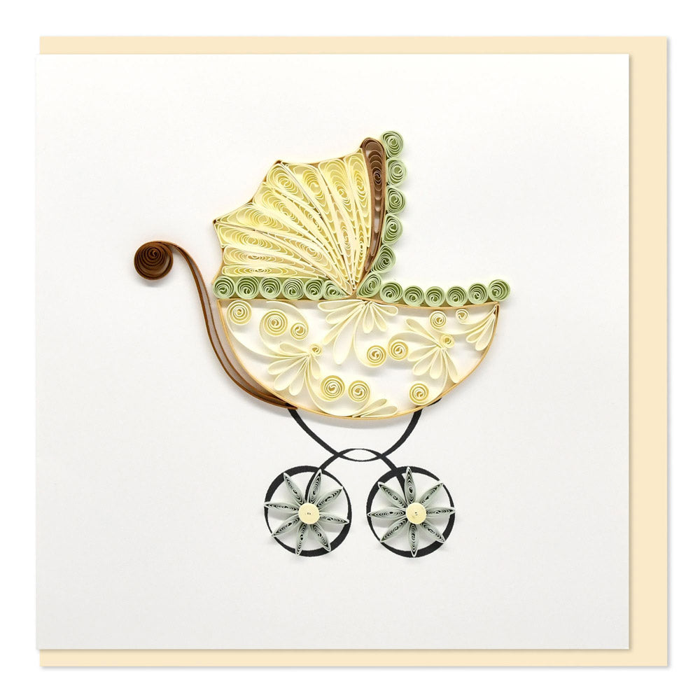 Quilled Pram Greeting Card (15x15cm)