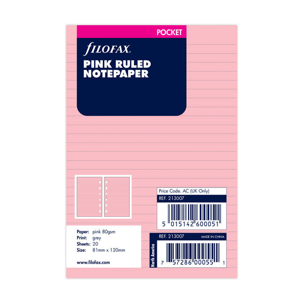 Filofax Ruled Notepaper Refill 20pk