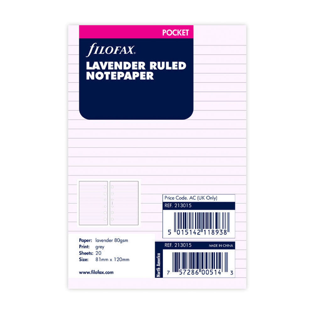 Filofax beherrschte Notepaper Nachfüllung 20pk