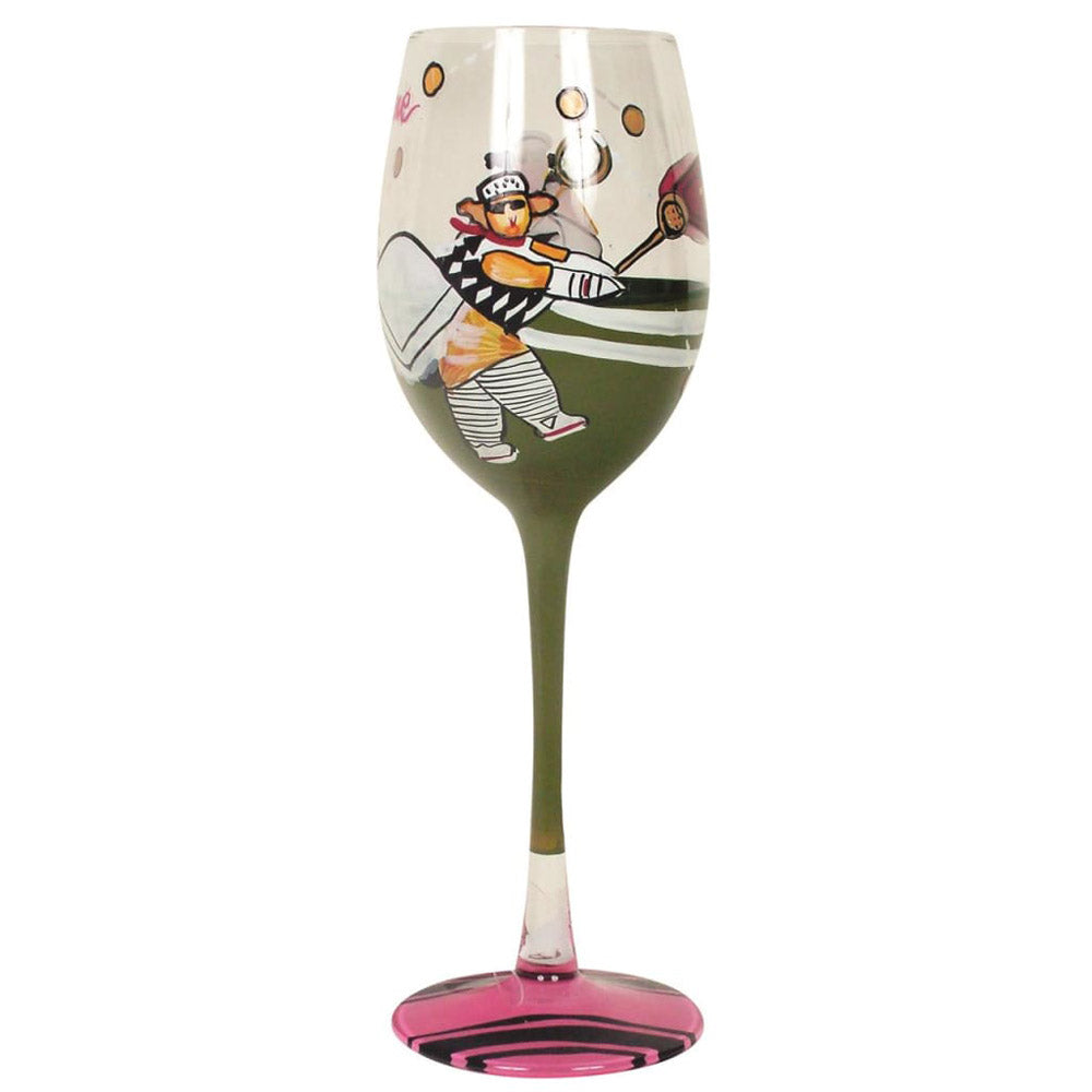 Tennis with Love Hand-Painted White Wine Glass