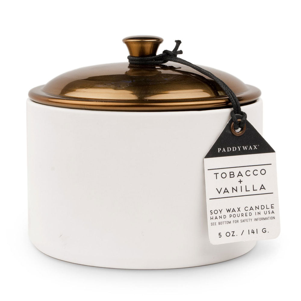 Candela vaniglia del tabacco Hygge in ceramica (bianco)