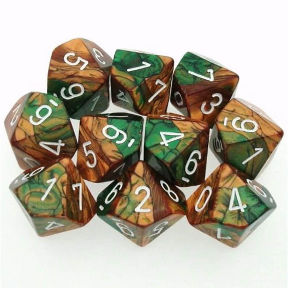  Chessex D10 Polyedrisches Gemini-Set mit 10 Würfeln