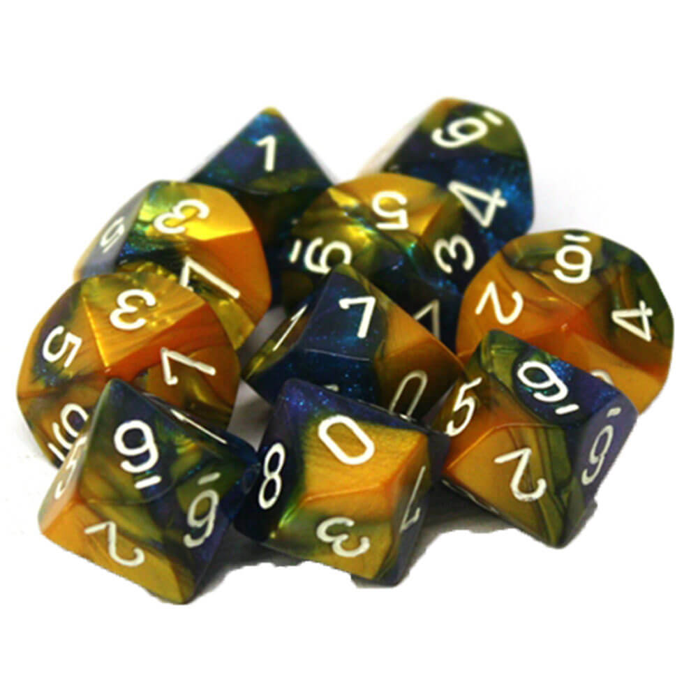  Chessex D10 Polyedrisches Gemini-Set mit 10 Würfeln