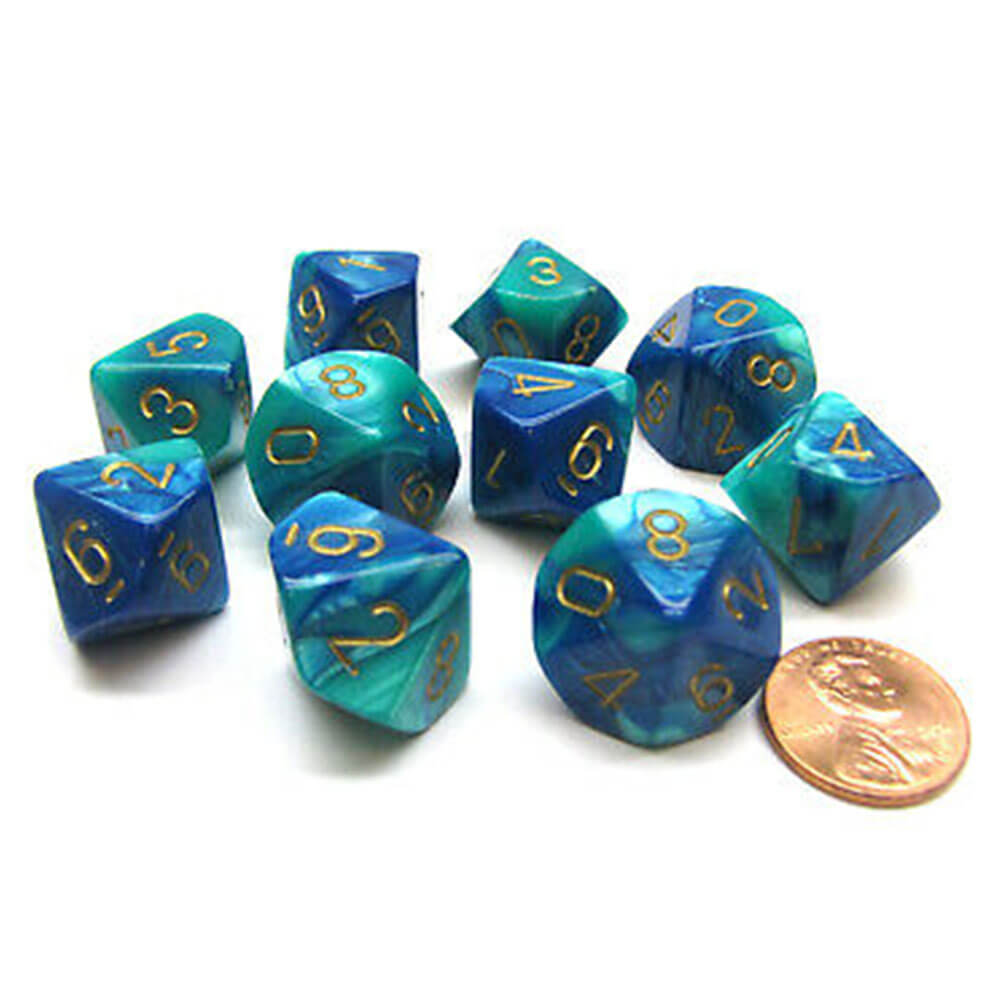  Chessex D10 Polyedrisches Gemini-Set mit 10 Würfeln