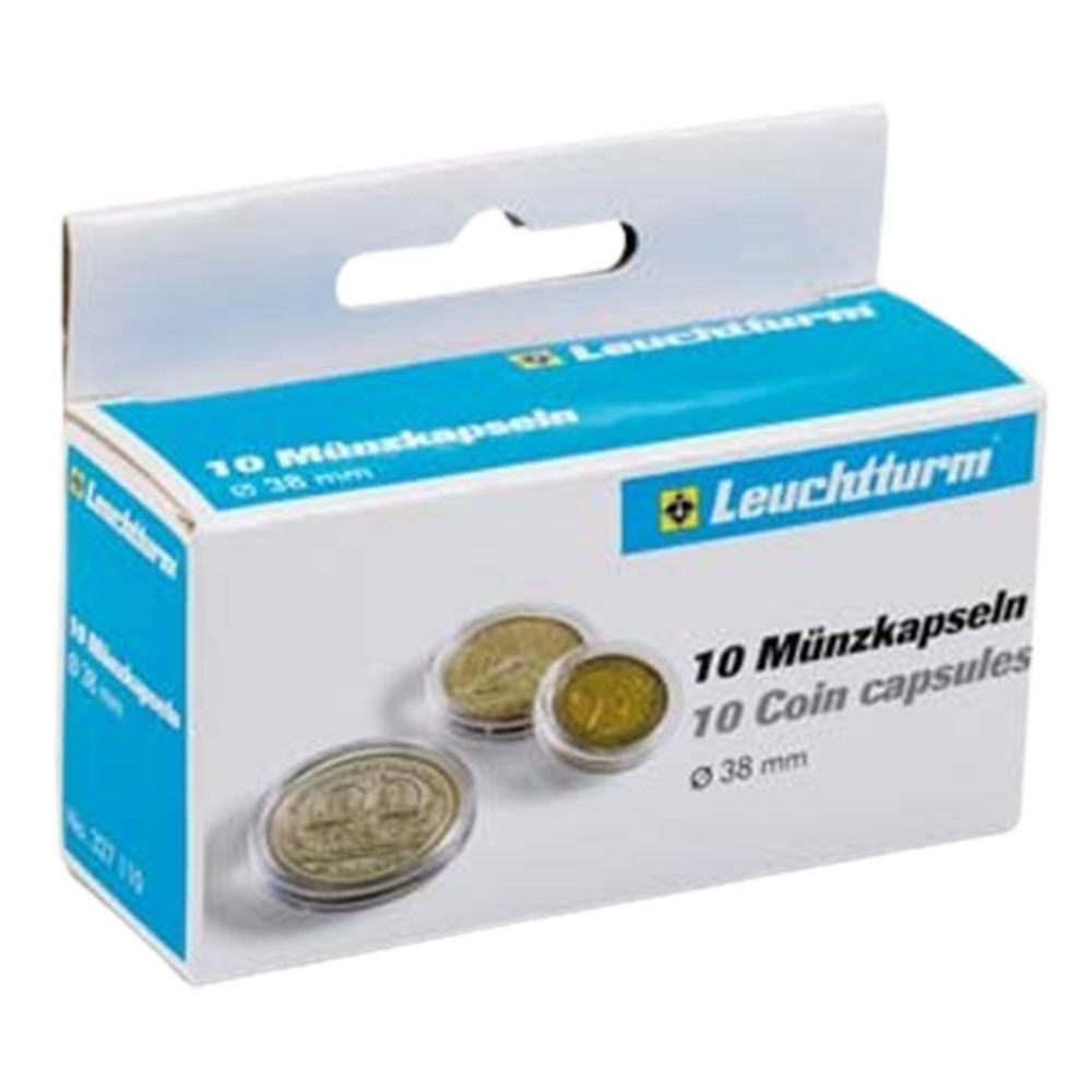 Cápsulas de moeda de Leuchtturm 10pk (do tamanho 30-39)