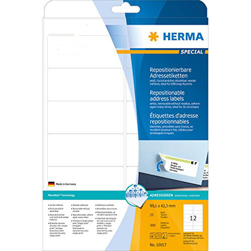 Herma -limadressetiketter A4 25 st (vit)