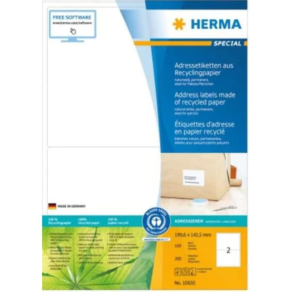 Herma genanvendte papiretiketter A4 100pc (hvid)