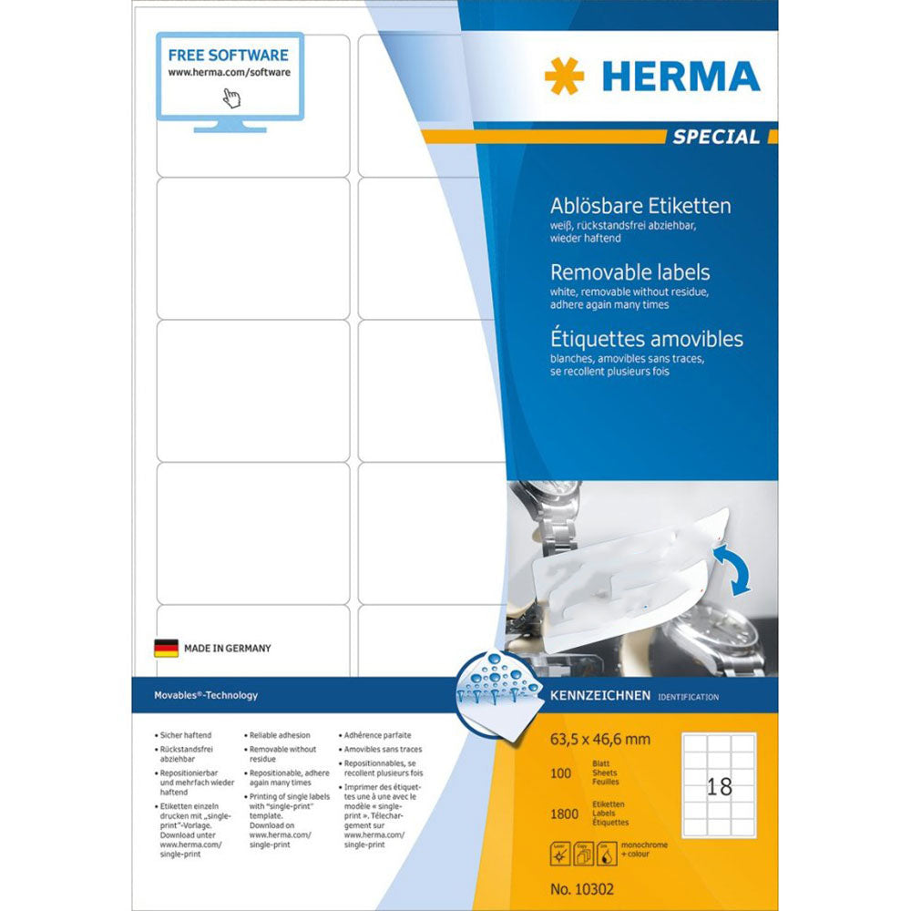 Herma Removable Labels A4 100pc（白）