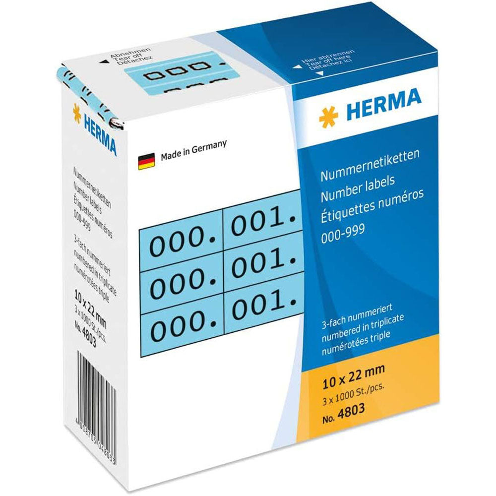 Herma Triplicate Number Labels 1000pc (10x22mm)