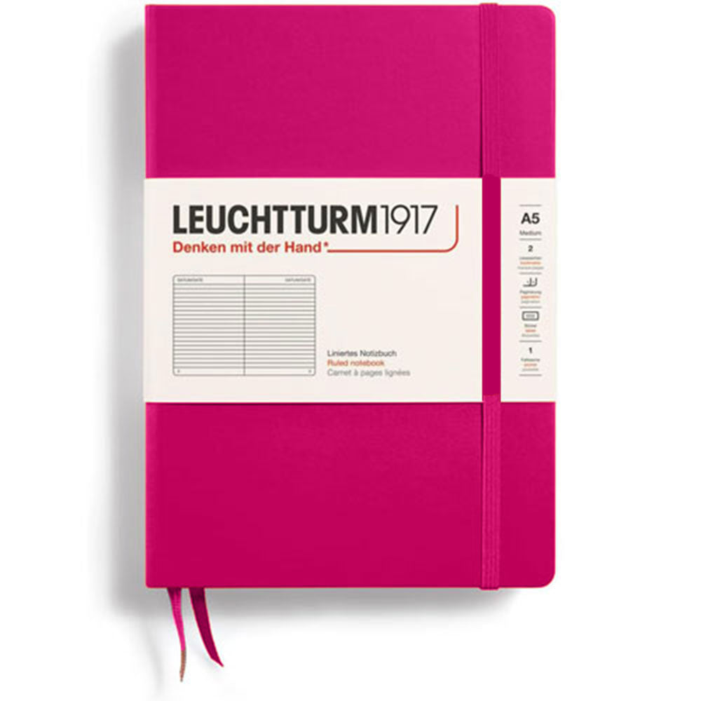 Leuchtturm twarda okładka rządzona notebookiem A5 (czerwony)