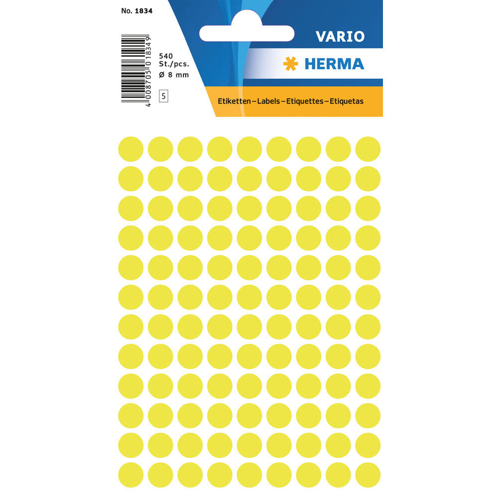 Herma Luminous Round Sticker Labels (Yellow)