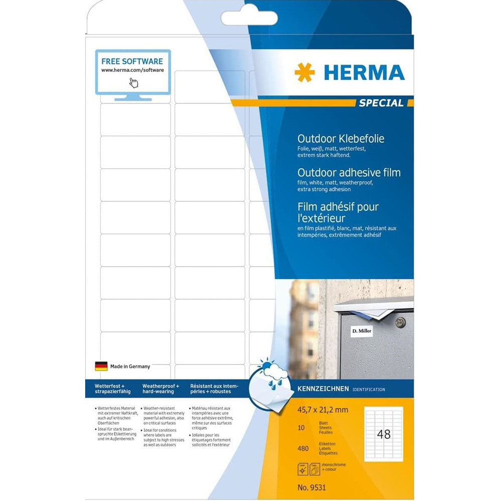 Herma Outdoor Film Labels A4 10pc (White)