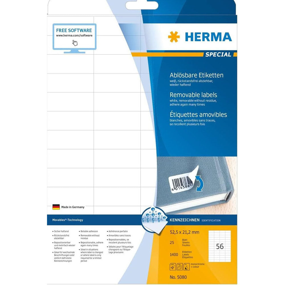 Herma Removable Labels A4 25pc（白）