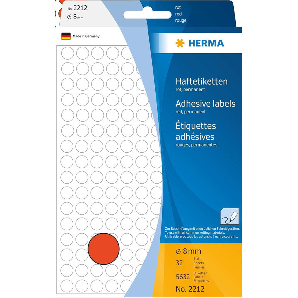 Herma Colored Adhesive Dot -etiketter (röd)