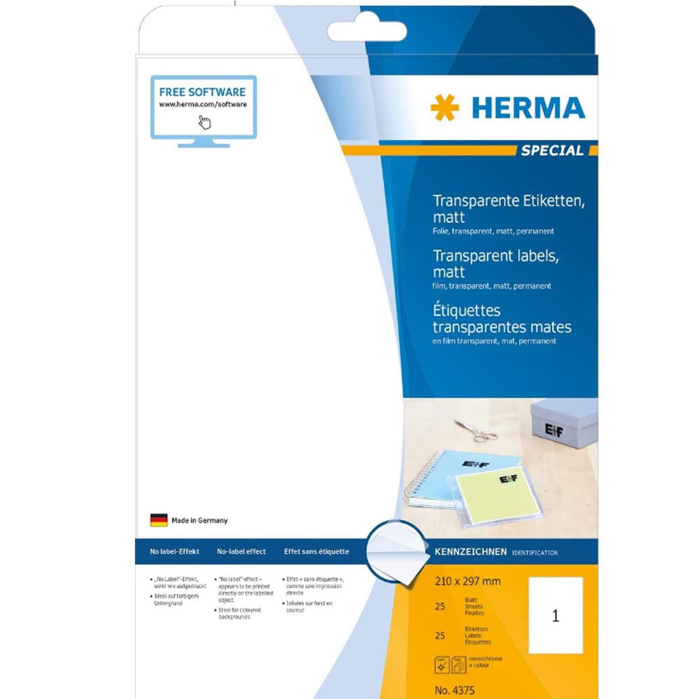 Herma Transparent Matte Labels A4 25pc