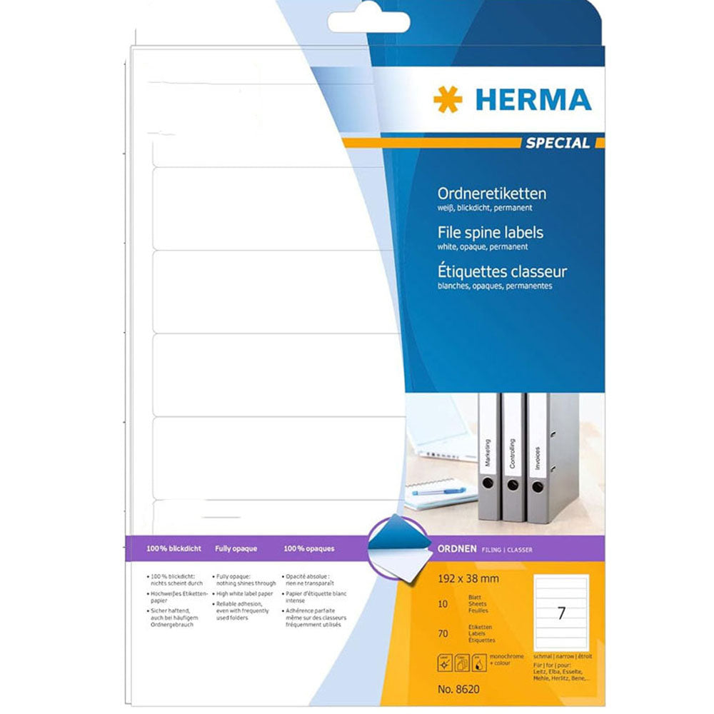 Herma File Spine Upaque Etiketter A4 10pc (hvid)