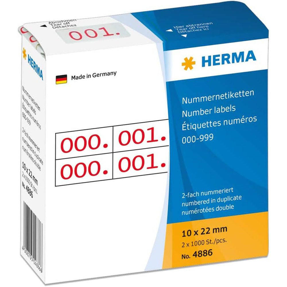 Herma -klæbende nummeretiketter (10x22mm)