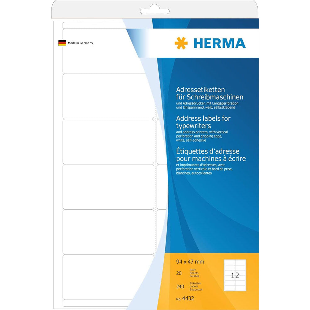 Herma permanent lim skrivmaskiner etiketter A4