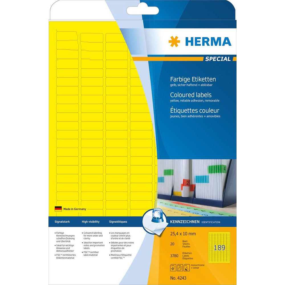 Herma Removable ColoredラベルA4 20pc（25.4x10mm）