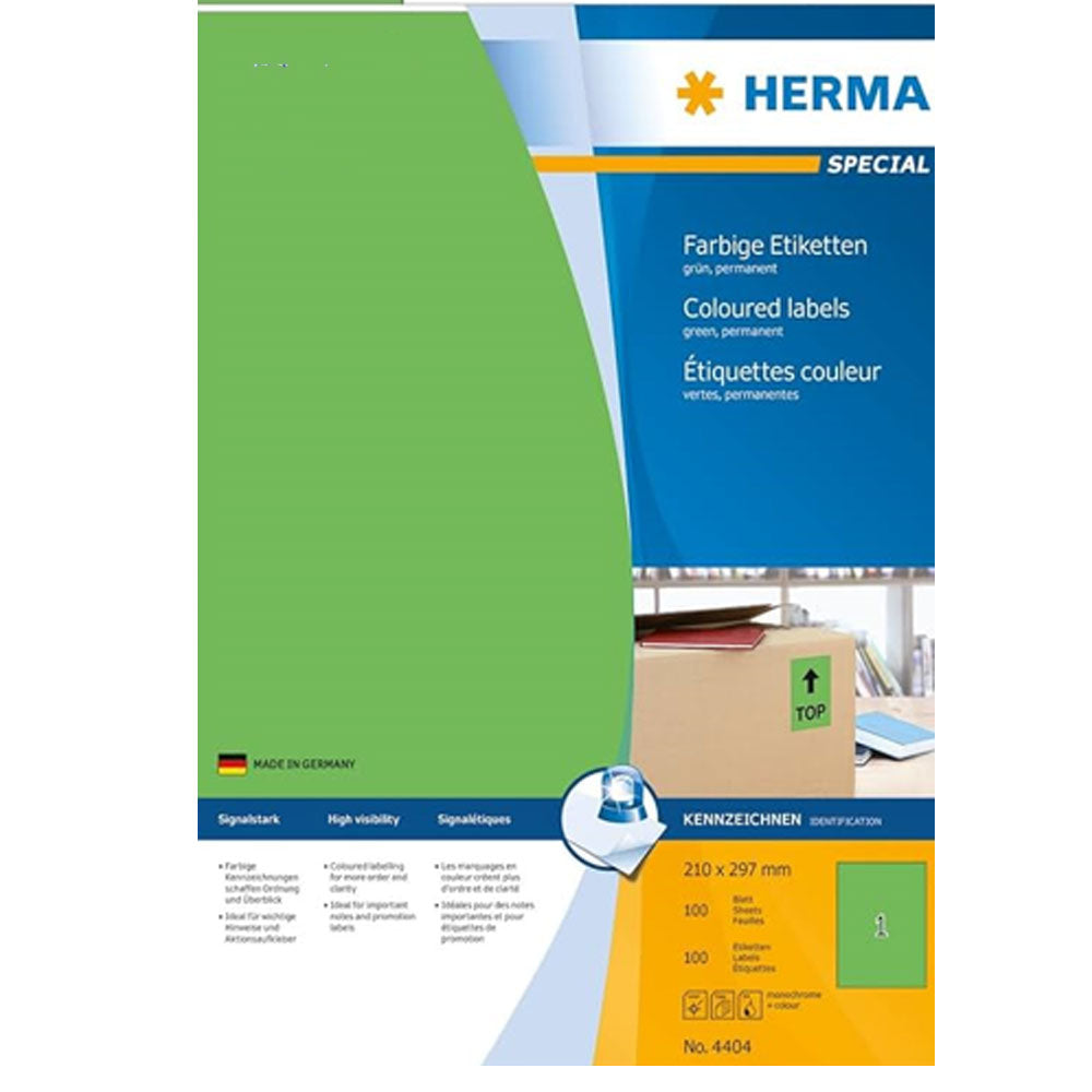 Herma Coloured Labels A4 100pc (210x297mm)