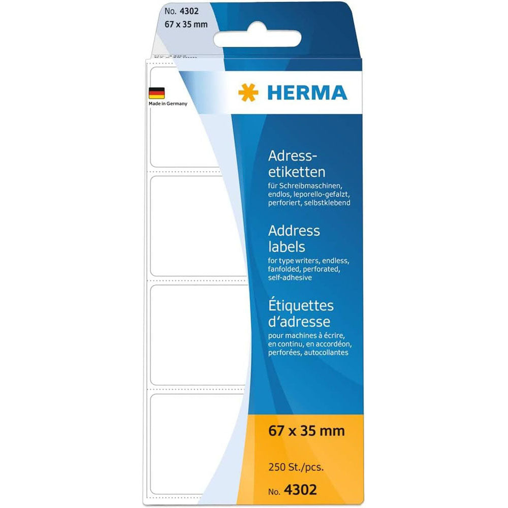 Herma fanfoldede adresser etiketter Hvid 250 pc