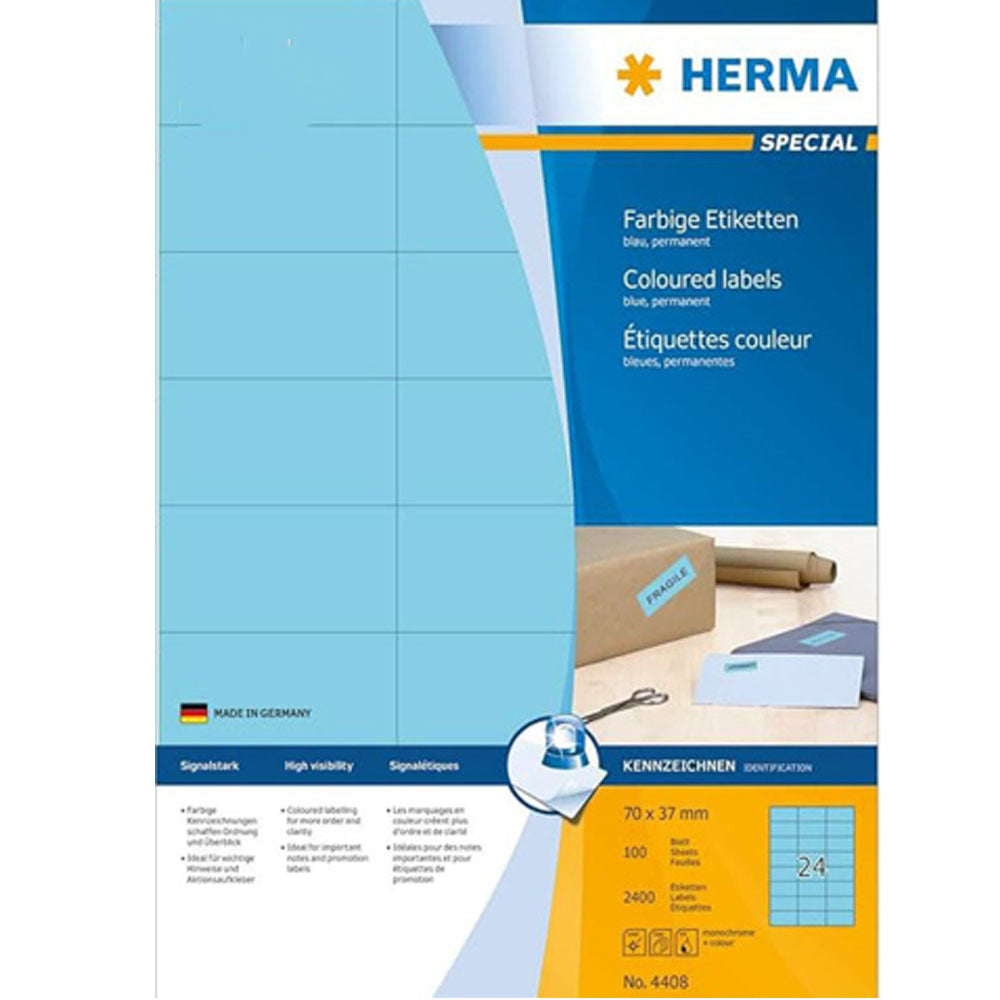 Herma Coloured Labels A4 100pc (70x37mm)