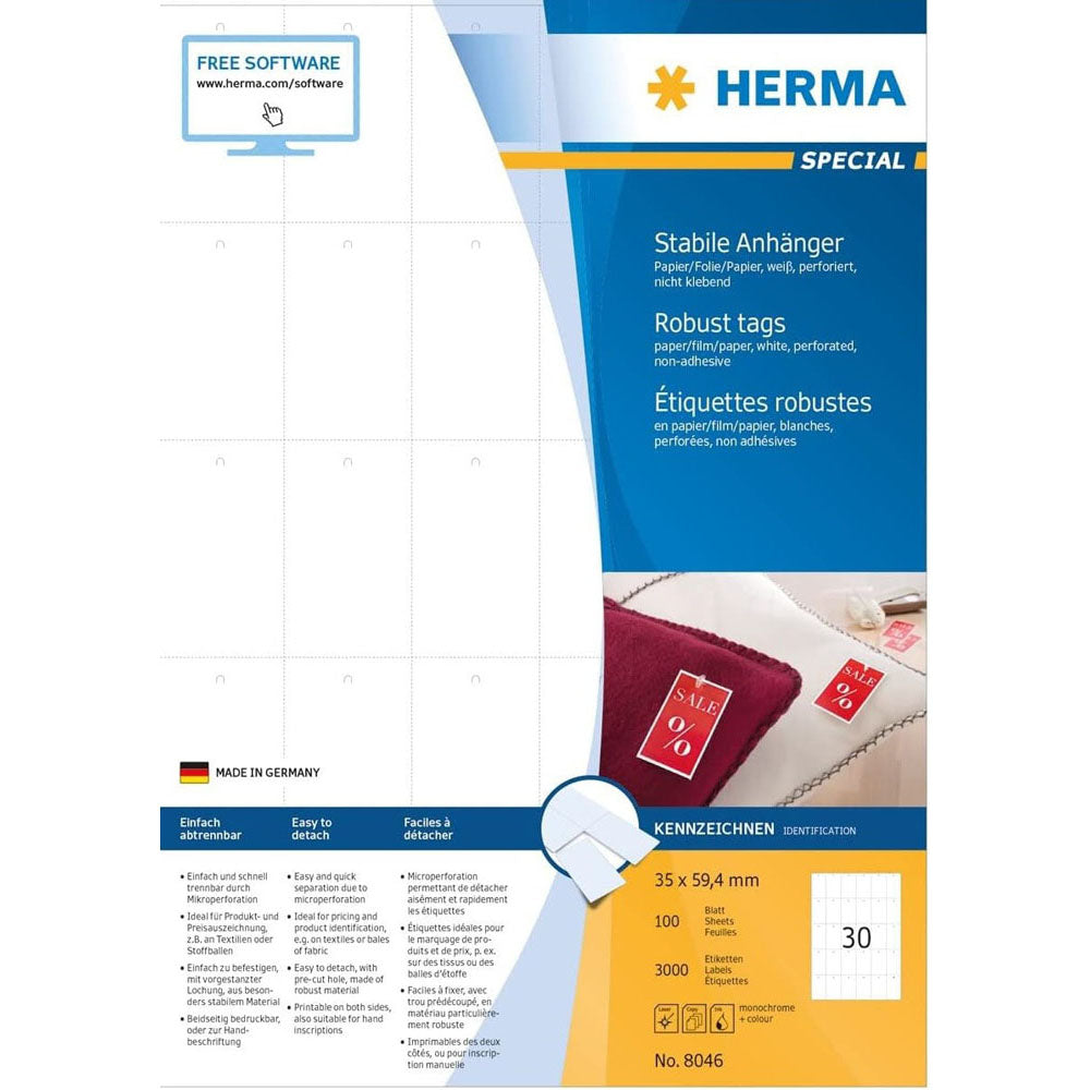 Herma Robust Perforated Tags A4 100pc