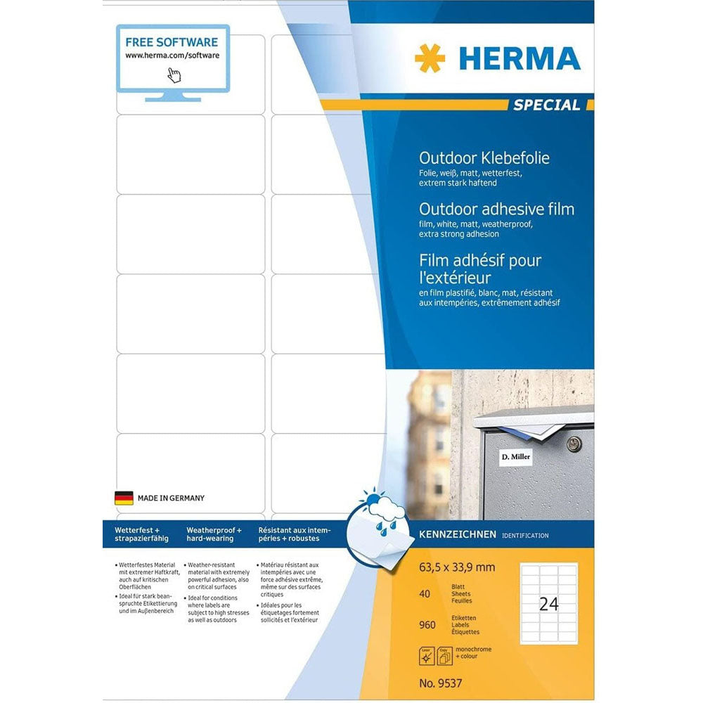 Herma Outdoor Film Etyels A4 40pc (White)