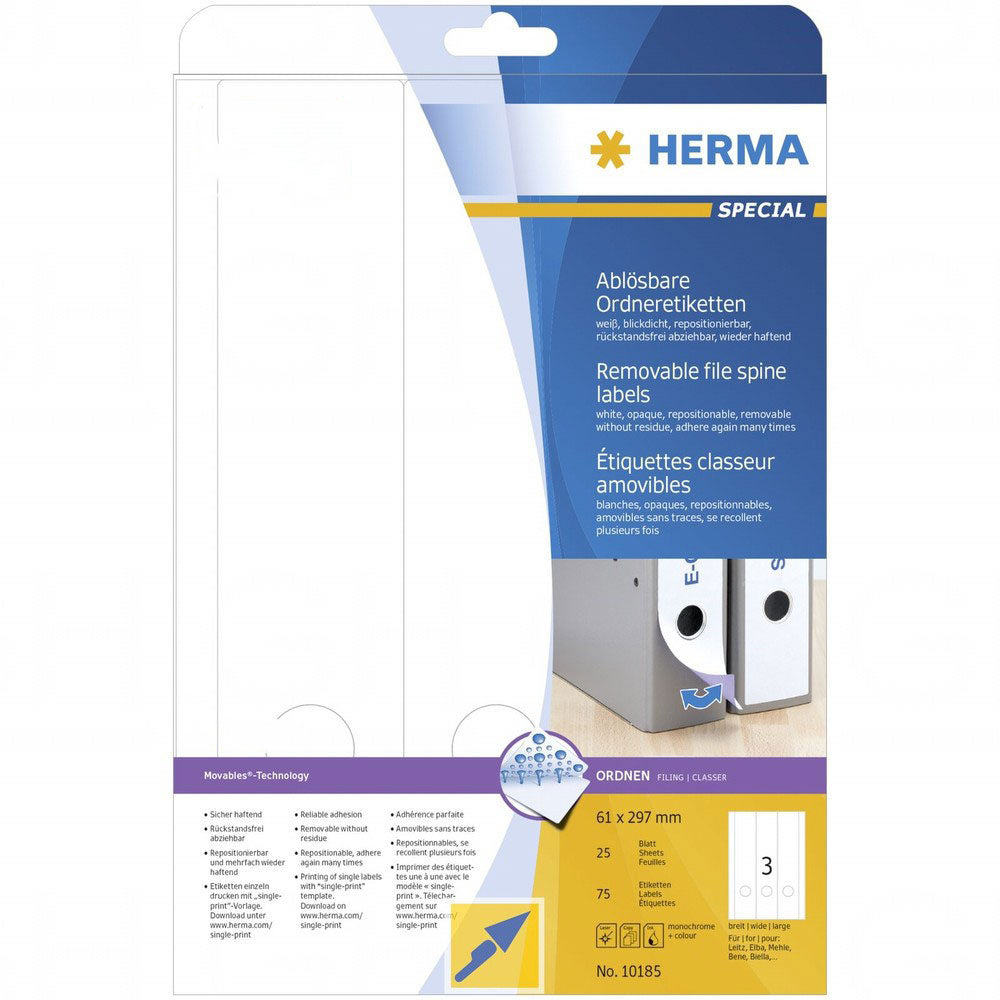 Herma Removable File Spine Labels A4 25pc