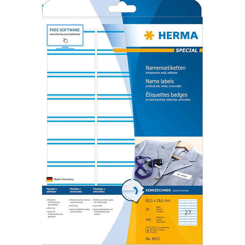 Herma Coloured Name Labels A4 20pc (63.5x29.6mm)