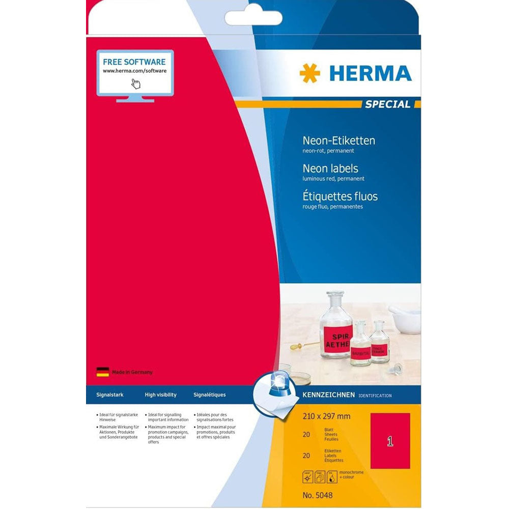 Herma Luminous Neon Etyels A4 20pc (210 x 297 mm)