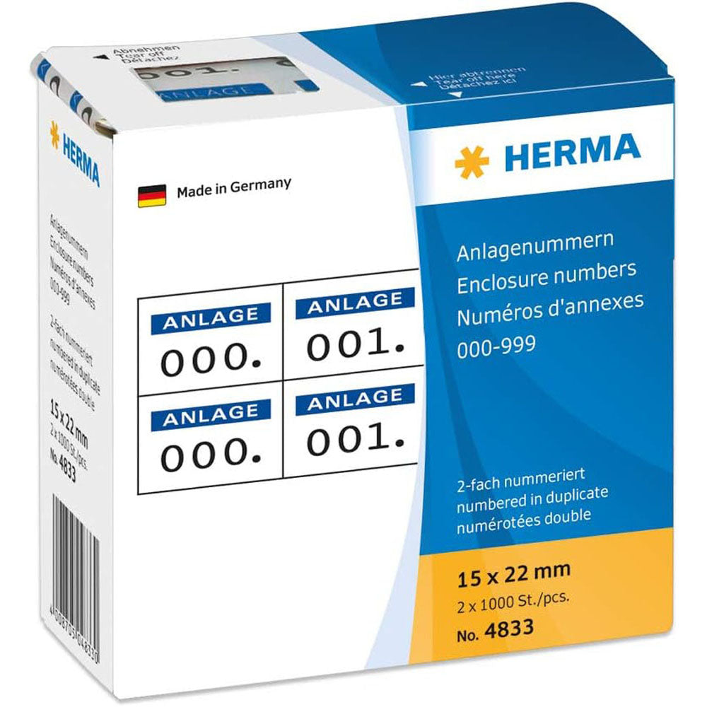 Herma -klæbende kabinetnummeretiketter (15x22mm)