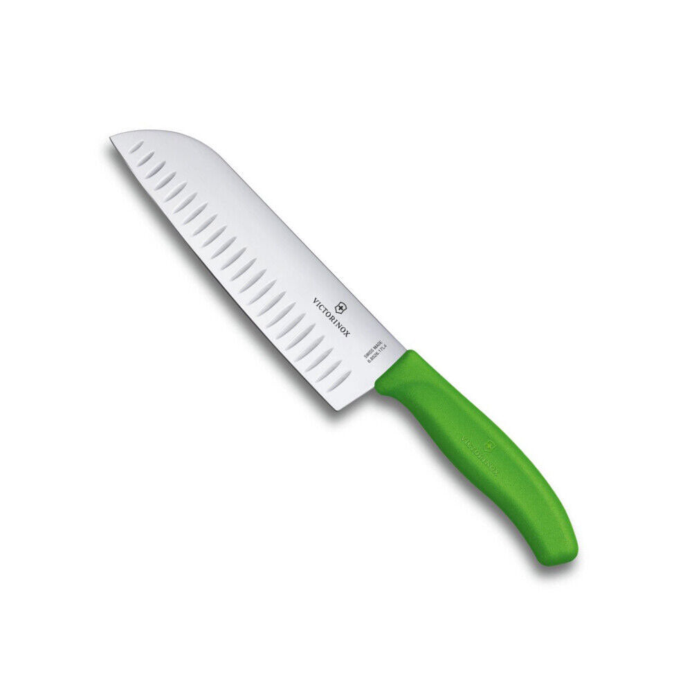 Klassisk rillet bredt blad Santoku Knife Blister 17cm