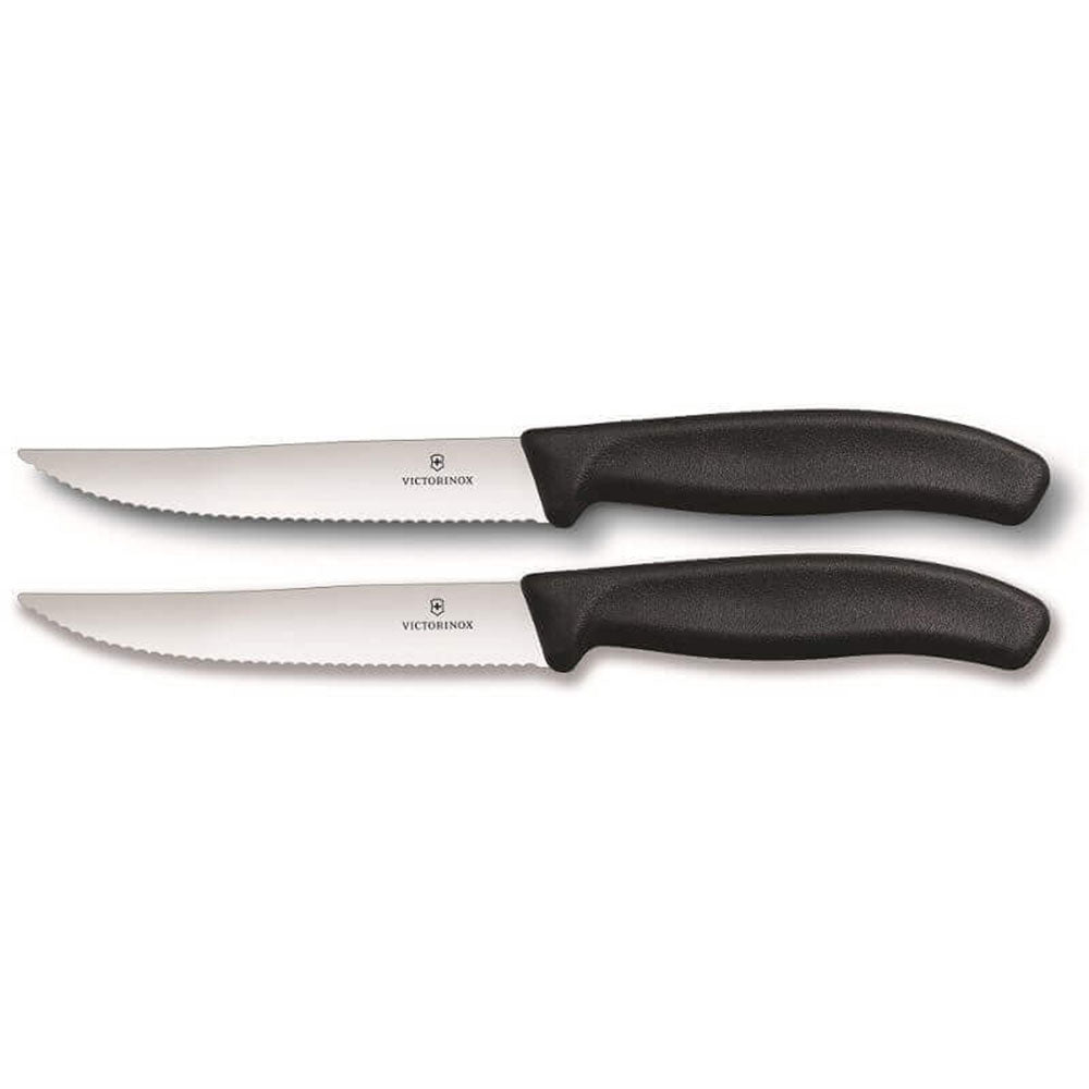 Bistecca a bordo ondulato largo e coltello da pizza 2pcs 12 cm