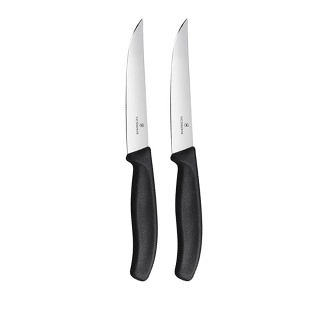 Brede mes rechte rand steakmes 12 cm (zwart)