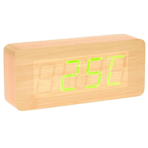 Large LED Wood Cuboid Table Clock