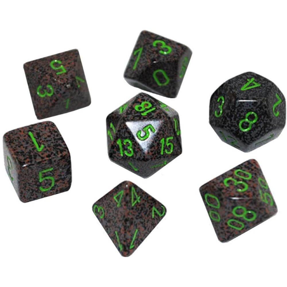 D7 Die set dobbelstenen gespikkeld poly (7 dobbelstenen)