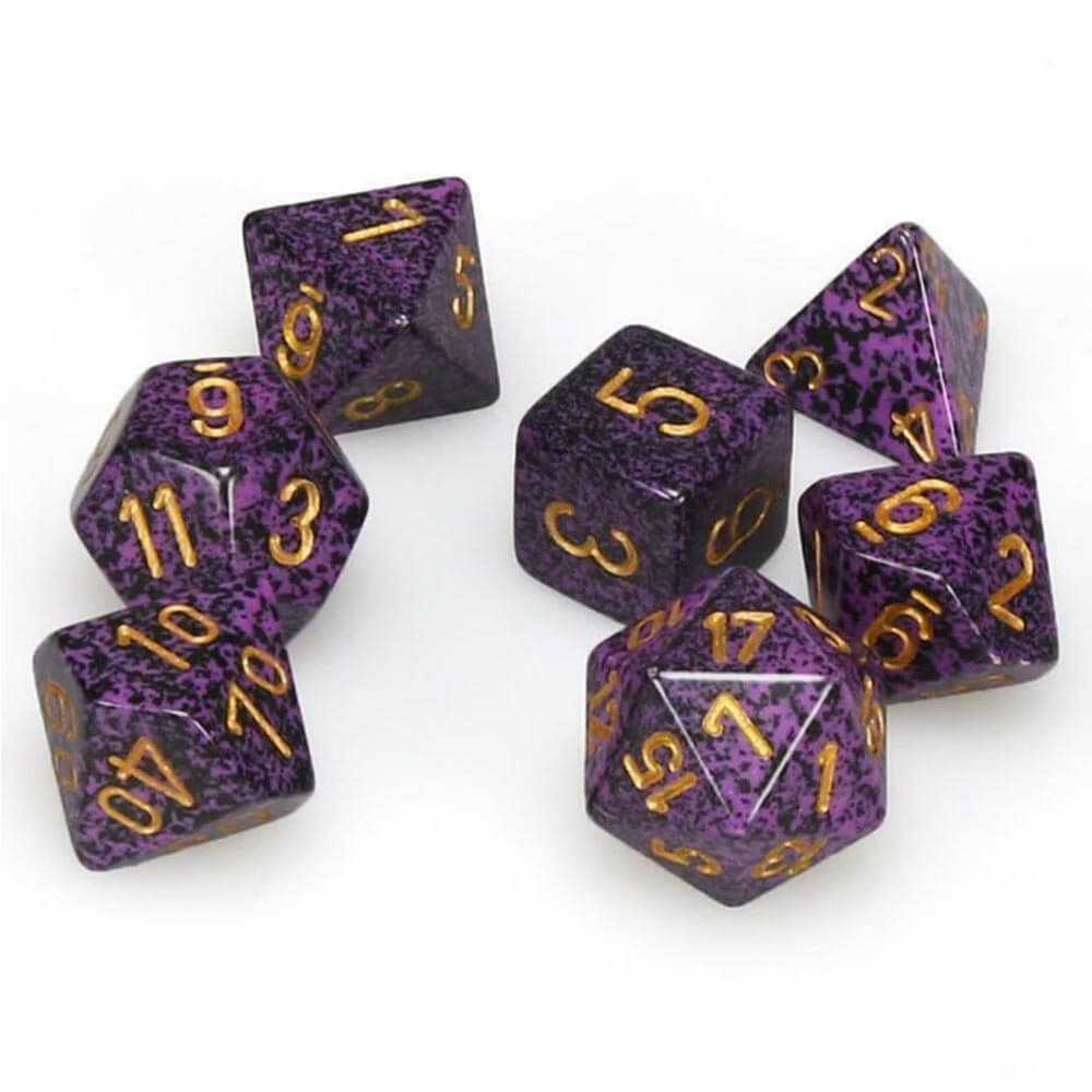 D7 Die set dobbelstenen gespikkeld poly (7 dobbelstenen)