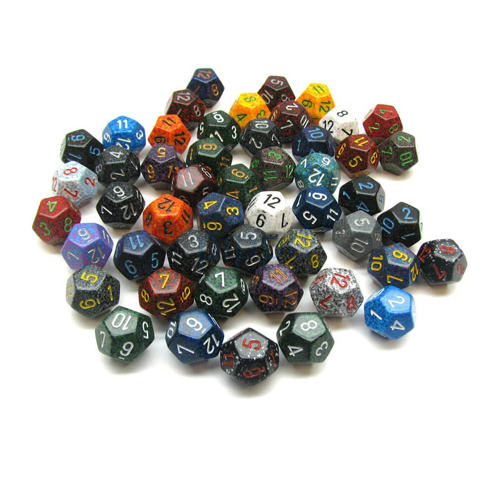 D12 DICE BORDED LOOK POLYHEDRAL (50 DICE)