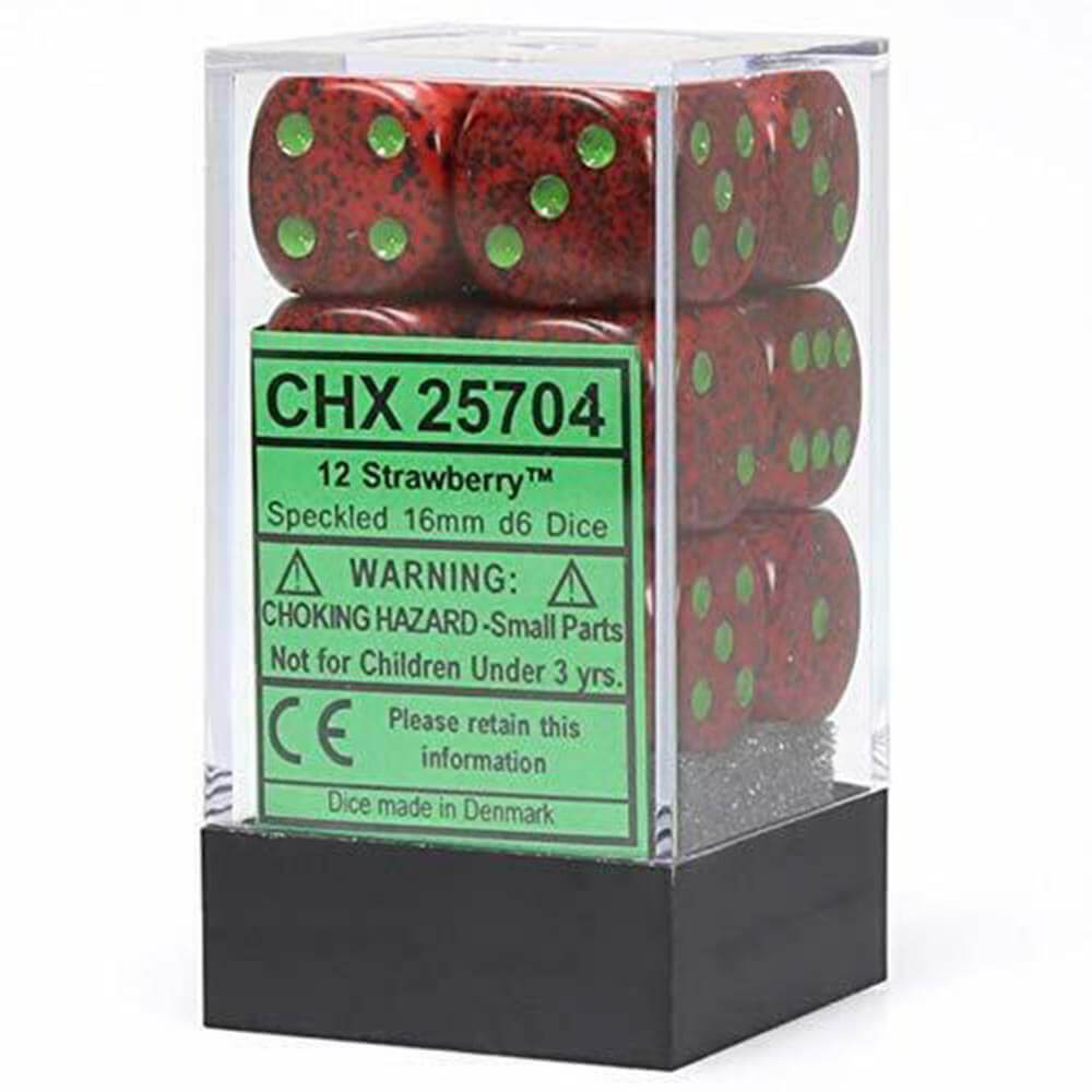 D6 DICE SPECKLADED 16mm (12 dados)