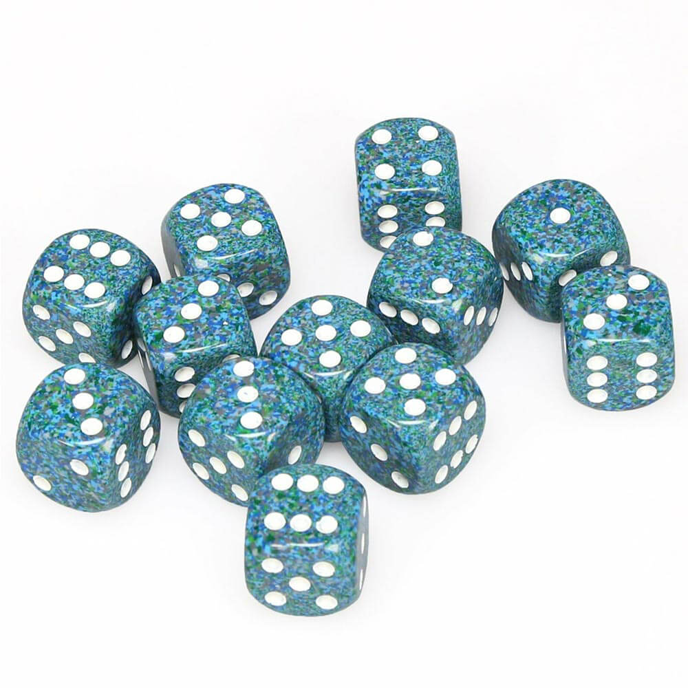 D6 dados moteados 16 mm (12 dados)