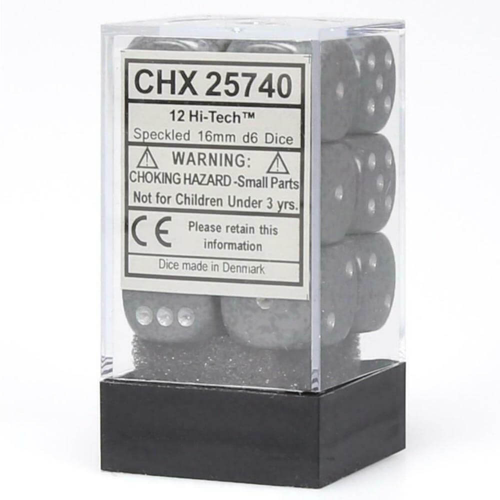 D6 Dice moucheté 16 mm (12 dés)