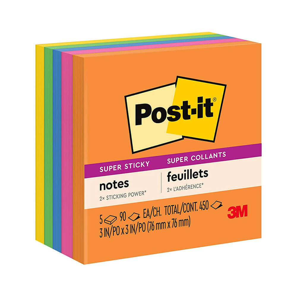 Post-it Super Sticky Notes 76x76mm (5PK)