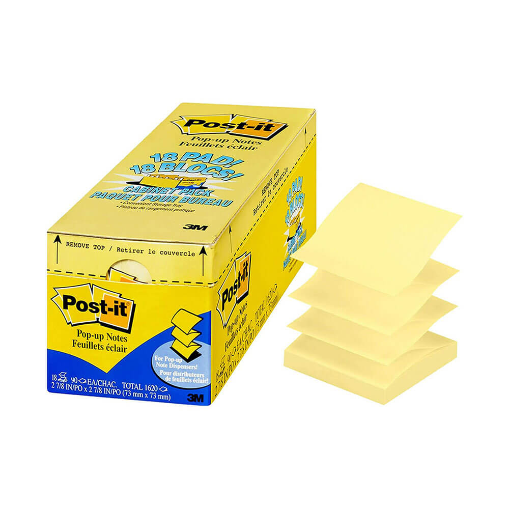 Notas emergentes del paquete de gabinete post-it 76x76 mm (18pk)