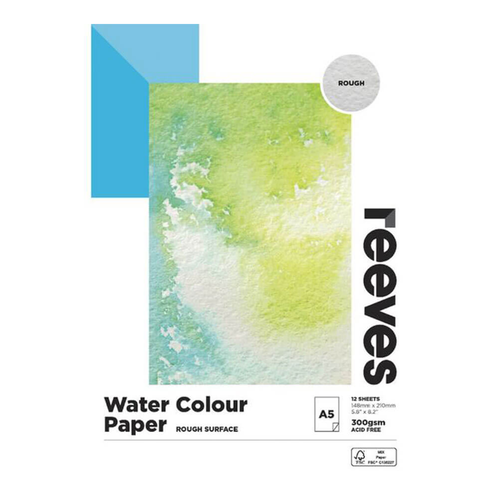 Reeves Watercolor Paper rugueux 300gsm (12 feuilles)