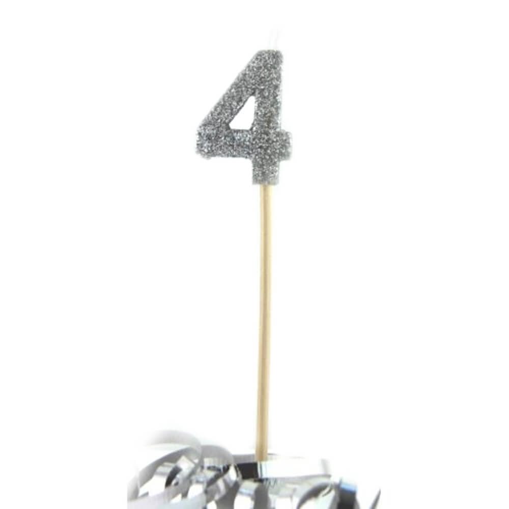 Bougie de bâton long aux paillettes Alpen (argent)