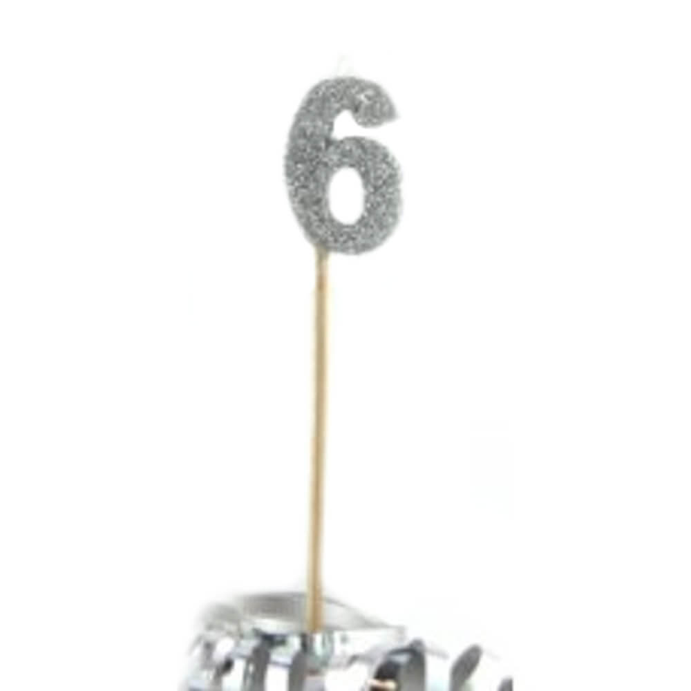 Alpen Glitter Long Stick Candle (zilver)