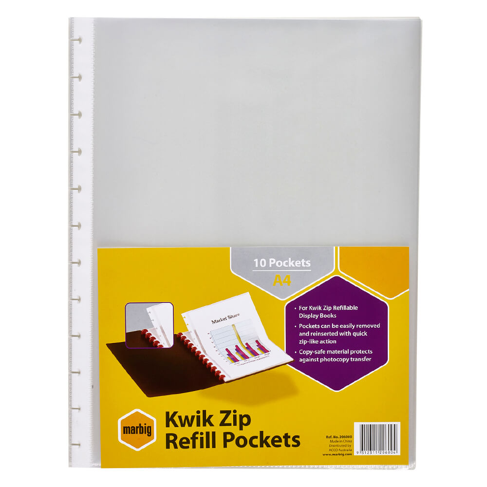 Marbig Display Book Refill Locets 10pk (A4)