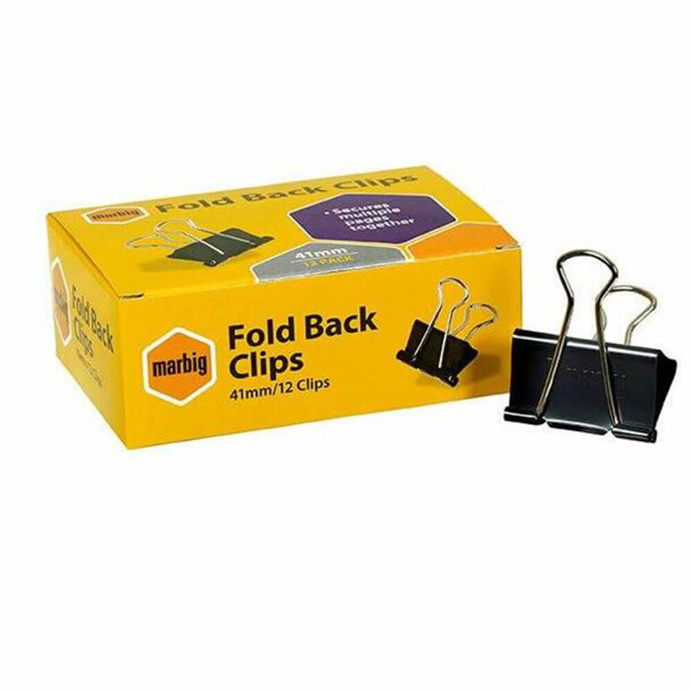 Clips de marbig plegable 12/caja (negro)