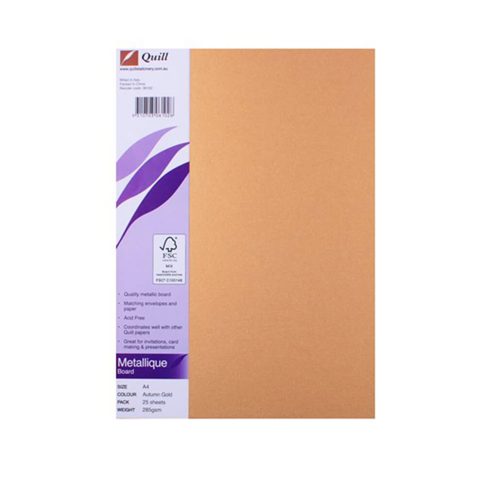 Quill A4 Metallique Board 285GSM（25パック）